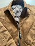 GUANGAN AEPE高訂彷牛反絨覆古巴恩風(fēng)翻領(lǐng)外套男士秋季新款美式機車(chē)夾克男皮衣 卡其色 撞色翻領(lǐng)寬松版型 L 120-135斤 曬單實(shí)拍圖