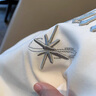 謙集（QIANJI）重工刺繡男款長(cháng)袖t恤春秋季新款潮流百搭體恤高端男士大碼打底衫 米白色 【BG8090】 L 適合110-130斤穿 曬單實(shí)拍圖