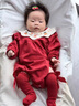 G.DUCKKIDS小黃鴨女嬰兒衣服春秋連體衣可愛百天滿月寶寶哈衣公主風外出爬服 紅色 66cm 66尺碼建議0-3個月8-12斤 曬單實拍圖