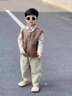 G.DUCKKIDS童裝男童套裝春秋季一歲寶寶衣服兒童春裝學(xué)院風(fēng)三件套2幼兒服裝 米色-口袋熊 90 cm建議身高85-95cm 曬單實(shí)拍圖