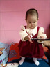 G.DUCKKIDS小黃鴨女童套裝春秋款連衣裙周歲女寶寶公主裙禮服兒童秋冬兩件套 紅色春秋套裝（花朵款?yuàn)A子） 90 尺碼1~2歲【 80-90cm】 曬單實(shí)拍圖