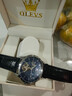 歐利時(shí)（OLEVS）瑞士認證品牌手表男機械表鏤空滿(mǎn)天星男表全自動(dòng)夜光防水男士手表 OLEVS-6689-黑皮藍面 曬單實(shí)拍圖