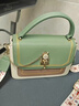 ANYSMIC奢侈高檔品牌女士斜挎包女牛皮時(shí)尚單肩包小方包生日禮物包包女包 綠色 曬單實(shí)拍圖