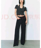 UR2025春季新款女裝簡約菱格暗紋肌理感休閑長褲UYY850073 深灰 27 曬單實(shí)拍圖
