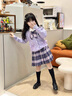 G.DUCKKIDS女童套裝春秋季2025新款衣服兒童小女孩洋氣秋裝jk學(xué)院風(fēng)套裝裙子 紫色三件套 140 cm 曬單實(shí)拍圖