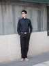 EMPORIO ARMANI/阿瑪尼官方旗艦新款男士純棉直筒cleanfit商務(wù)休閑褲秋季 【合身直筒】黑色 （褲長(cháng)偏長(cháng)） 52 (XL) (推薦：165-180斤) 曬單實(shí)拍圖