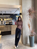 森馬（Semir）牛仔褲女抓毛闊腿褲港風(fēng)冬季2025顯腿長(zhǎng)拖地褲ins潮109725124002 曬單實(shí)拍圖