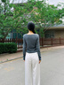 班尼路打底衫女秋冬新款長袖t恤女裝修身顯瘦小個子潮流假兩件上衣服女 深麻灰 &升級假兩件【軟糯親膚】 M 曬單實拍圖