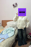 茵曼（INMAN）2025秋冬女裝新款 復(fù)古磨白闊腿牛仔褲休閑顯瘦高腰寬松長褲 牛仔藍(lán) 29 曬單實拍圖