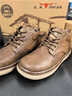 公牛世家馬丁靴男秋冬新款復古男士工裝鞋加絨保暖棉鞋中幫系帶休閑皮鞋男 曬單實(shí)拍圖