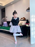 艾舞戈新款舞蹈服女兒童芭蕾舞裙練功服長袖女童公主跳舞蓬蓬裙子 黑色-開襠 140 曬單實(shí)拍圖