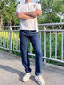 羅蒙男士牛仔褲夏季薄款休閑冰絲彈力直筒褲寬松爸爸款中年長(cháng)褲子 20520/A07B藍色 32 曬單實(shí)拍圖