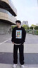 SPAO韓國同款男士休閑直筒褲春秋新款藍帽子小熊重磅衛褲SPWK25SK08LD 黑#SP藍帽子熊-貼布繡 2XL 曬單實(shí)拍圖