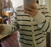 Navigare意大利小帆船女士羊毛衫2025秋季新款舒適親膚開衫毛衣休閑針織衫 科技白黑 L 曬單實(shí)拍圖