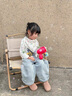 語嬉兒童郁金香圍巾秋冬季男孩女童寶寶圍脖嬰兒三角巾幼兒防風小絲巾 3#米色郁金香 3~12歲 曬單實拍圖