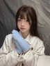 BIBK日本小糖豆毛絨手套可愛彩色冬季加絨保暖防寒露指可觸屏手套女 白色 曬單實(shí)拍圖