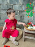 G.DUCKKIDS小黃鴨周歲禮服男寶寶抓周衣服女漢服百日宴百天滿月嬰兒套裝夏季 紅色+香囊 90 建議1~2歲【 80-90cm】cm 曬單實(shí)拍圖