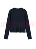 森馬（Semir）毛衣女冬季短款半開(kāi)襟刺繡修身套頭衫女生休閑簡(jiǎn)約風(fēng)顯瘦上衣 深藍80804 XL 曬單實(shí)拍圖