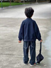 Smartiden國際品牌兒童外套2025秋男童日系字母棒球服男寶寶中小童刺繡夾克 藏青色 80 曬單實(shí)拍圖