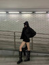 妙侶厚底復古長筒靴女春秋冬季增高中筒靴黑色褲管堆堆靴子高筒騎士靴 黑色 長筒 單里 現(xiàn)貨 單層 37 (235mm) 曬單實拍圖