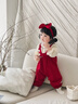 優(yōu)奇嬰兒衣服秋裝連體衣小月齡女寶寶滿(mǎn)月百天超萌公主紅色哈衣外出服 紅色 66cm 曬單實(shí)拍圖