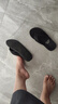 韻優(yōu)利（yunyouli）外穿拖鞋女夏季新款法式平底坡跟增高人字拖女休閑夾腳涼拖鞋 黑色平底 36 曬單實(shí)拍圖