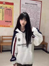 魯雅爾 原宿bf風(fēng)拼色字母連帽衛(wèi)衣女春秋季新款ins韓版寬松休閑上衣外套 白灰色 春秋常規(guī)款 L 曬單實(shí)拍圖