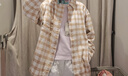 無(wú)印良品（MUJI）女式 法蘭絨 襯衫式夾克女外套25年秋季女裝 BC2POA5A 暗黃色格紋 M （160/84A） 曬單實(shí)拍圖