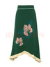 兩三事花名冊 2025春季新款經(jīng)典花朵荷葉邊不規則下擺針織半身裙 綠色 S 曬單實(shí)拍圖
