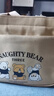 鵬境帆布手提包外出簡約小巧飯袋包立體手拎包通勤加厚上班便當寶媽 搞怪小熊小方包【卡其色】 曬單實拍圖