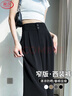 浪莎黑色西裝褲女2025新款上班通勤高級感西褲直筒顯瘦薄款高腰闊腿褲 曬單實(shí)拍圖