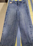 太平鳥(niǎo)男裝牛仔褲25秋季寬松闊腿長(cháng)褲全棉牛仔復古皮標潮牌 牛仔淺藍 第一批 34 曬單實(shí)拍圖