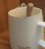 傳旗陶瓷馬克杯帶勺蓋咖啡杯牛奶杯早餐杯辦公杯男女茶杯描金白400ml 曬單實(shí)拍圖