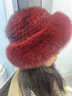 公主貂水貂毛帽子女冬天新款百搭中老年人保暖皮草奶奶帽老太太媽媽貂帽 酒紅色（高彈性）水貂魚(yú)尾交叉款 單個(gè)帽子 曬單實(shí)拍圖