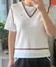 FILA 斐樂官方女子針織背心2025秋新款時尚休閑簡約修身無袖上衣 云白-WT L 170/88A/L 曬單實拍圖