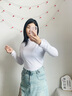 莫代爾高領(lǐng)內(nèi)搭打底衫女秋冬新款大碼洋氣修身顯瘦內(nèi)穿長袖上衣服 D56-白色 XL 建議115-130 曬單實(shí)拍圖