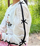 ASK JUNIOR蕾絲兒童T恤女童2025秋套頭打底衫長(cháng)袖撞色上衣 白色 150 曬單實(shí)拍圖