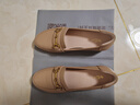 金利來(lái)（Goldlion）女鞋媽媽皮鞋一腳蹬淺口女單鞋坡跟圓頭樂(lè )福鞋 G662330071 杏色35 曬單實(shí)拍圖