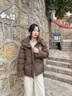 Teenie Weenie小熊女裝羽絨服2025冬新款休閑時(shí)髦仿羊羔毛拼接外套 棕色 M 曬單實(shí)拍圖
