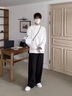 名創(chuàng  )優(yōu)品（MINISO）打底衫男冬季高級感內襯磨毛質(zhì)感半高領(lǐng)加絨長(cháng)袖t恤 白色 L  曬單實(shí)拍圖
