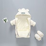 G.duck小黃鴨童裝嬰兒棉服外出冬季新生兒連體衣夾棉加厚百天男寶寶衣服 米白色 73cm 73碼3-7月（建議寶寶6-8公斤左右)CM 曬單實(shí)拍圖