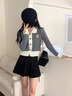 蕓蕁外套女學(xué)院風(fēng)灰色短款針織開(kāi)衫秋季2025年新款法式翻領(lǐng)小個(gè)子毛衣 灰色 S 建議75-95斤 曬單實(shí)拍圖
