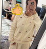 茵曼溫柔甜美蘑菇刺繡毛衣2025秋女裝新款針織開(kāi)衫外套 淺杏色 L 曬單實(shí)拍圖