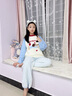 酷樂(lè )羊兒童睡衣女孩冬季2025新款女大童半邊絨家居服女童秋冬珊瑚絨套裝 藍色 140 曬單實(shí)拍圖