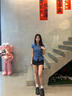 蝶嬌諾（DIEJIAONUO）連衣裙子女夏季2025新款女裝韓版學(xué)生學(xué)院風(fēng)純欲辣妹收腰御姐氣質(zhì) 襯衣+褲裙（有腰帶） S 曬單實(shí)拍圖