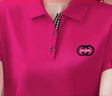 皮爾卡丹（pierre cardin）純棉短袖t恤女上衣2025新夏裝寬松純色字母繡花翻領(lǐng)半袖衫女 玫紅色8面料 XL 建議115-130斤 曬單實(shí)拍圖