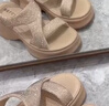 百麗（Belle）細閃水鉆面休閑涼鞋女2025夏新商場同款厚底增高涼鞋E2W1DBL5 杏色 38 (240mm) 曬單實拍圖