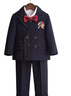 GOKU男童西裝禮服新款秋冬花童婚禮服演出服中小童英倫表演服寶寶周歲 藍西裝+馬甲+褲子+襯衫+領(lǐng)結胸花 130 （建議體重43-50斤） 曬單實(shí)拍圖