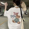 森馬（Semir）黑色純棉短袖t恤女2025夏季新款韓版半袖寬松顯瘦印花上衣ins 白色【呆萌小熊】 L 【建議125-140斤】 曬單實(shí)拍圖