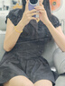 三彩獨醒2025夏季新款甜酷小黑裙木耳邊V領(lǐng)收腰A字裙短裙F 經(jīng)典黑 S 155/80A 曬單實(shí)拍圖